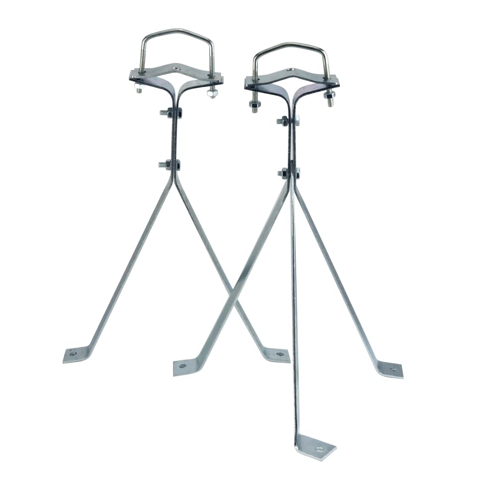 Skywalker brackets with lag bolts ready for reliable mast mounting on exterior walls.