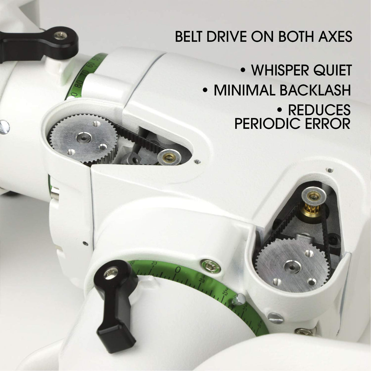 Sky-Watcher EQ6-R belt-driven motors deliver whisper-quiet, precise slewing.