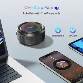 SKYWING Soundace S6 with color-changing lights illuminated, creates relaxing atmosphere