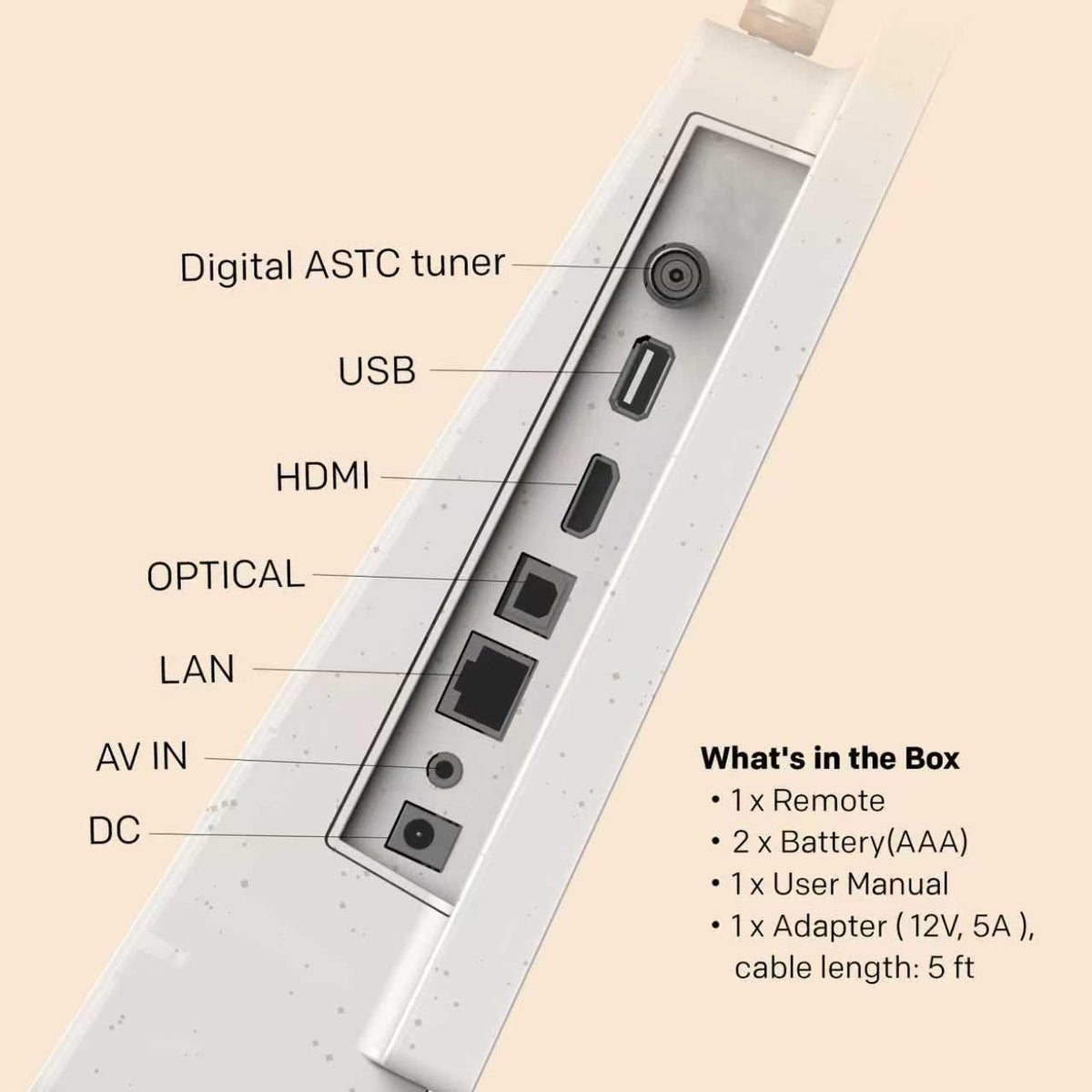Skyworth 24-inch portable display battery life highlights hours of entertainment.