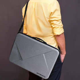 Skyworth case includes an accessory storage compartment for cables and adapters.