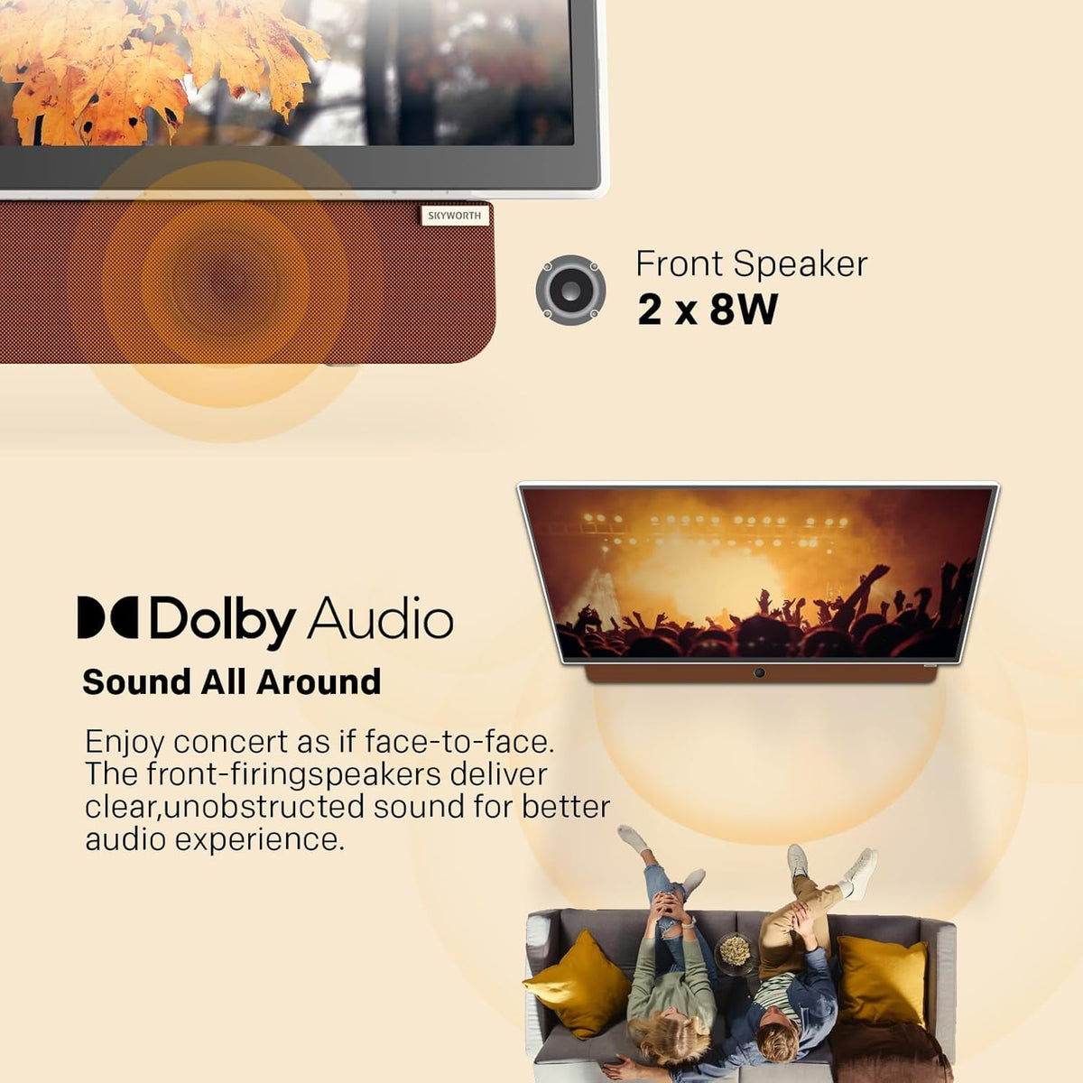 Skyworth Google TV with Chromecast enables streaming and voice search.