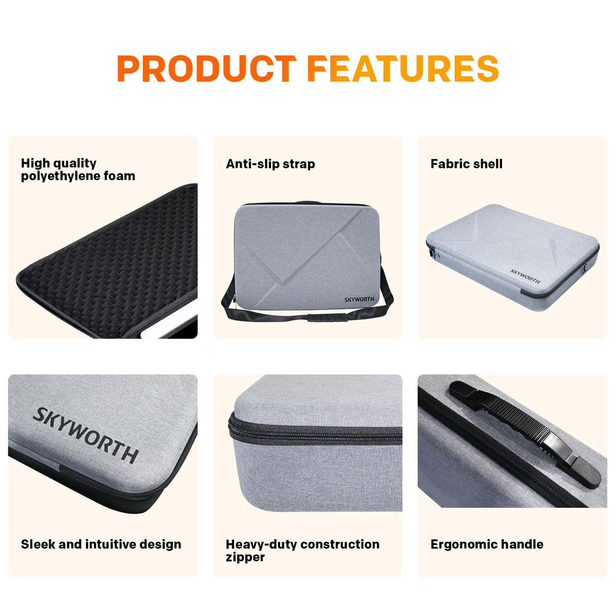 Skyworth travel-friendly carry design supports comfortable handling on trips.
