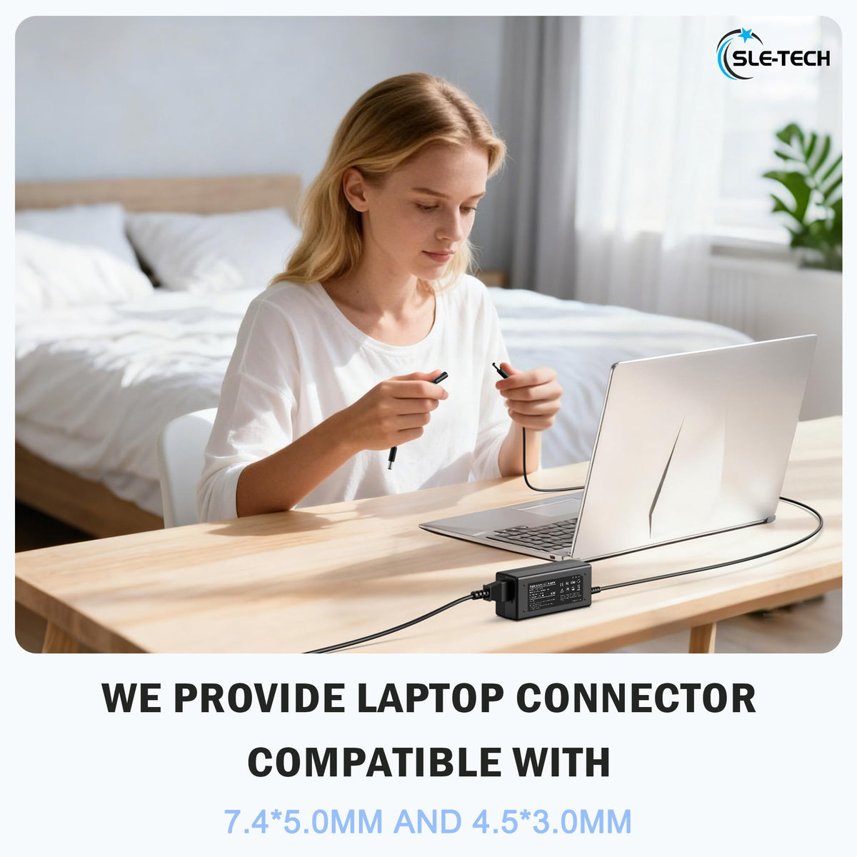 SLE-TECH 65W charger round-tip connectors supporting multiple sizes