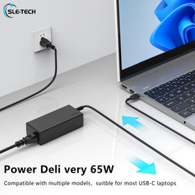 SLE-TECH USB-C charger ports highlight PD compatibility across devices.