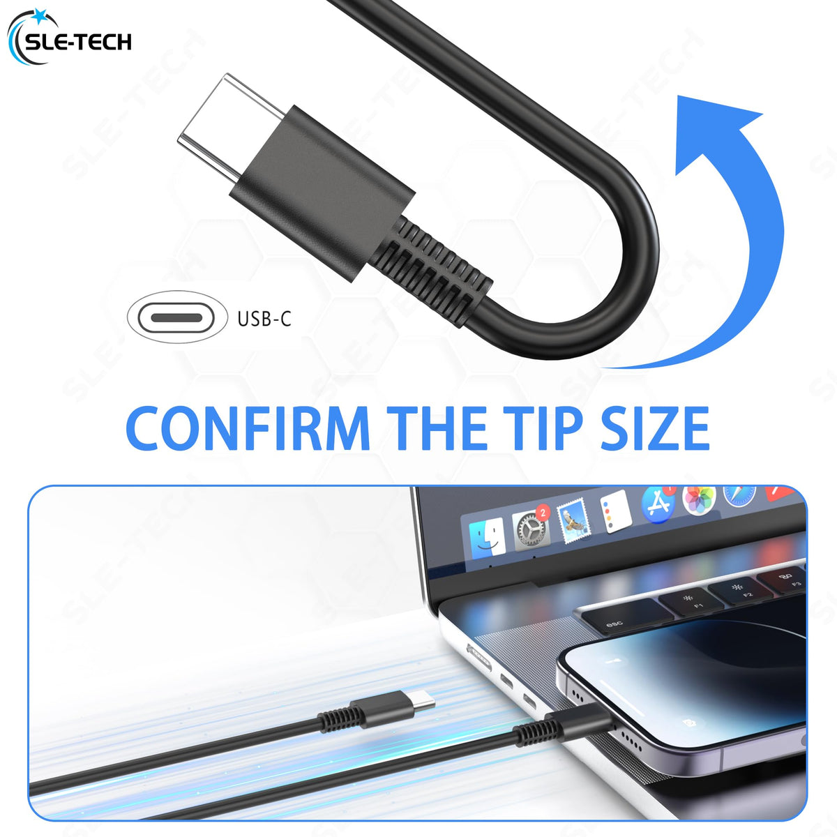 SLE-TECH compact 65W Type C adapter suitable for travel and work