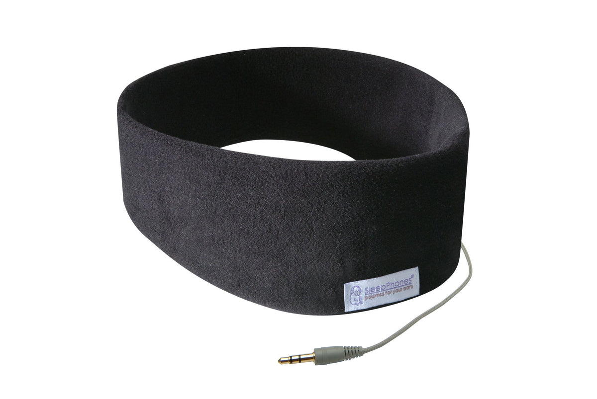 SleepPhones classic front view in midnight black showing sleek headband and comfort