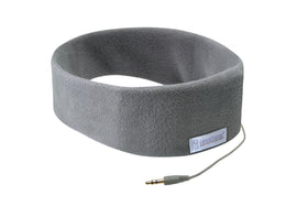SleepPhones front view soft gray fleece headband showing comfortable fit