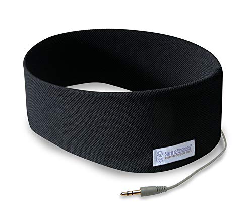 SleepPhones front view of pitch black Breeze headband showing slim profile and comfort