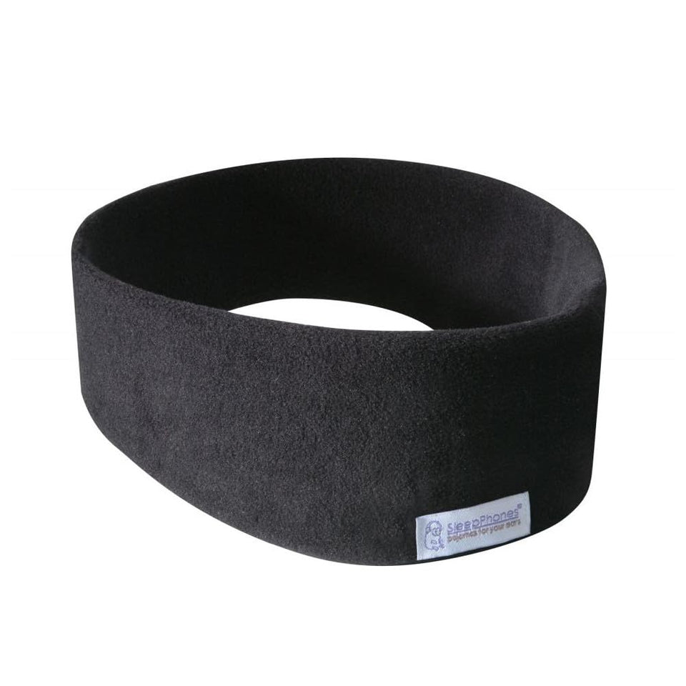 SleepPhones wireless sleep headphones with midnight black fleece, comfortable all-night wear.