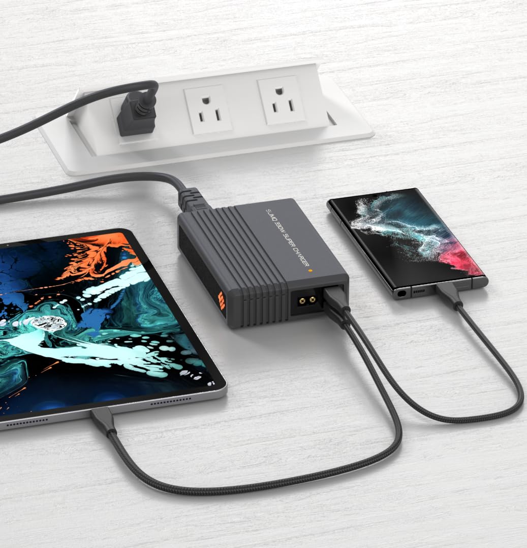 SlimQ travel-ready charger fits in a bag with ease