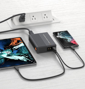 SlimQ travel-ready charger fits in a bag with ease