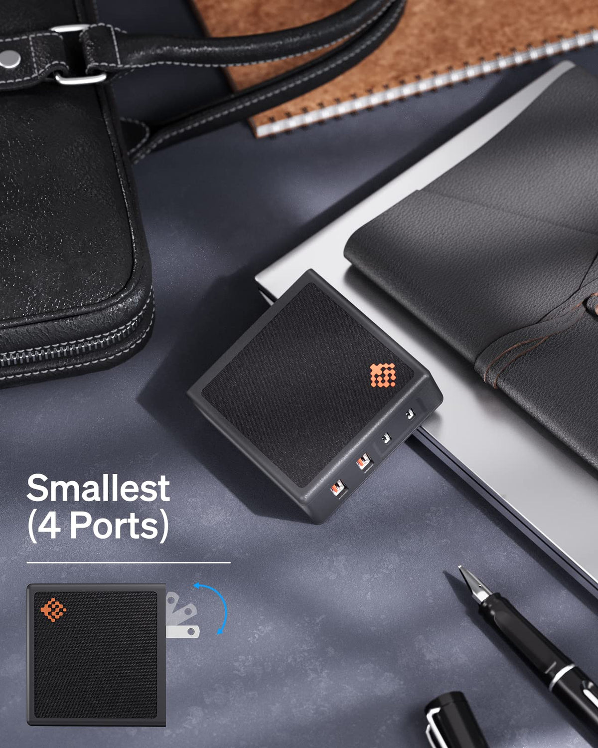 SlimQ held in hand for size comparison showing small footprint benefit