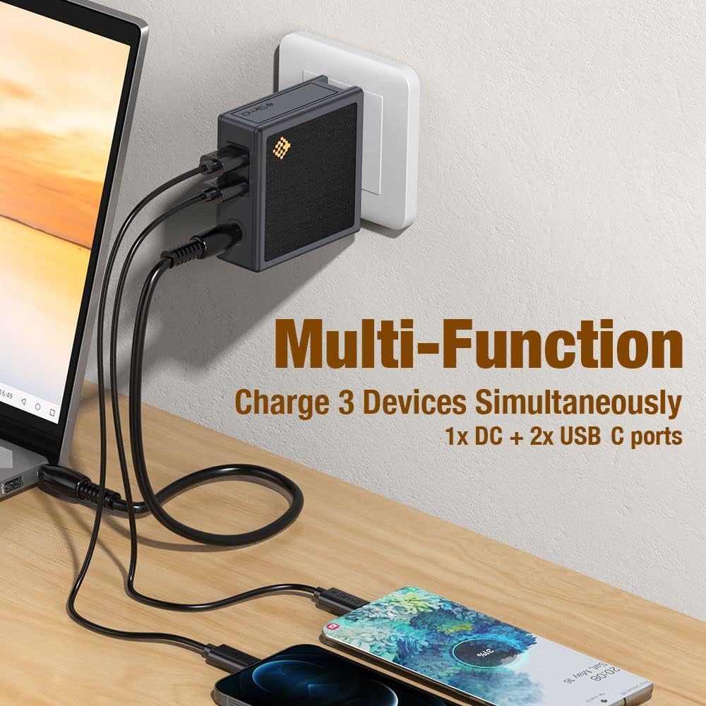 SlimQ USB-C ports close-up showing PD3.0 capability for laptops and devices.