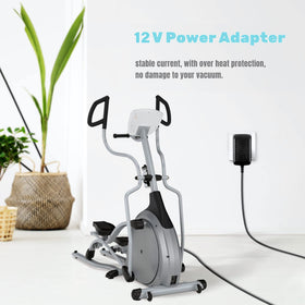 SLLEA adapter plugged into elliptical demonstrating stable power delivery