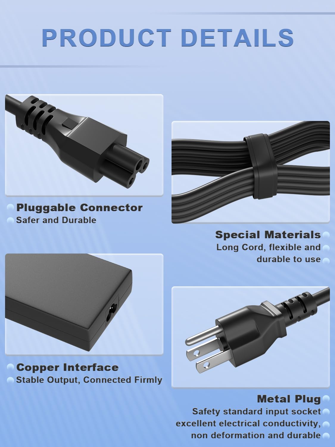 Detachable AC cord for flexible setup and tidy storage.