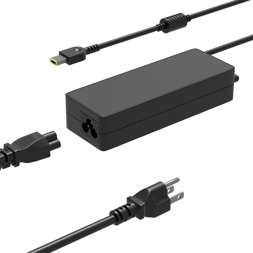 SLRIOYS 90W adapter front view, compact travel-friendly design.
