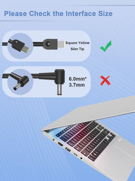 SLRIOYS 90W adapter side profile, lightweight and portable.