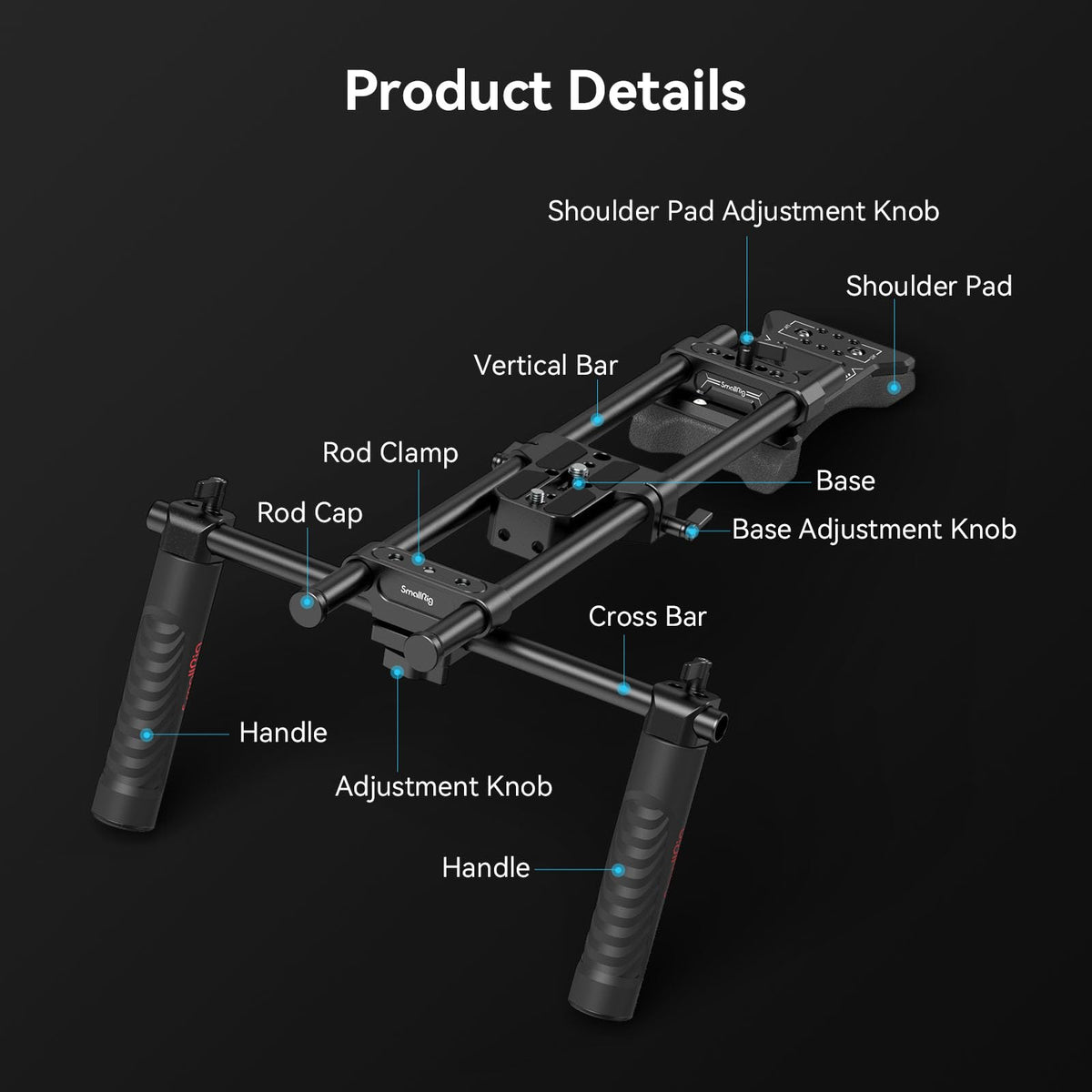 SmallRig 12-inch rod with 15mm system supports accessory expansion.