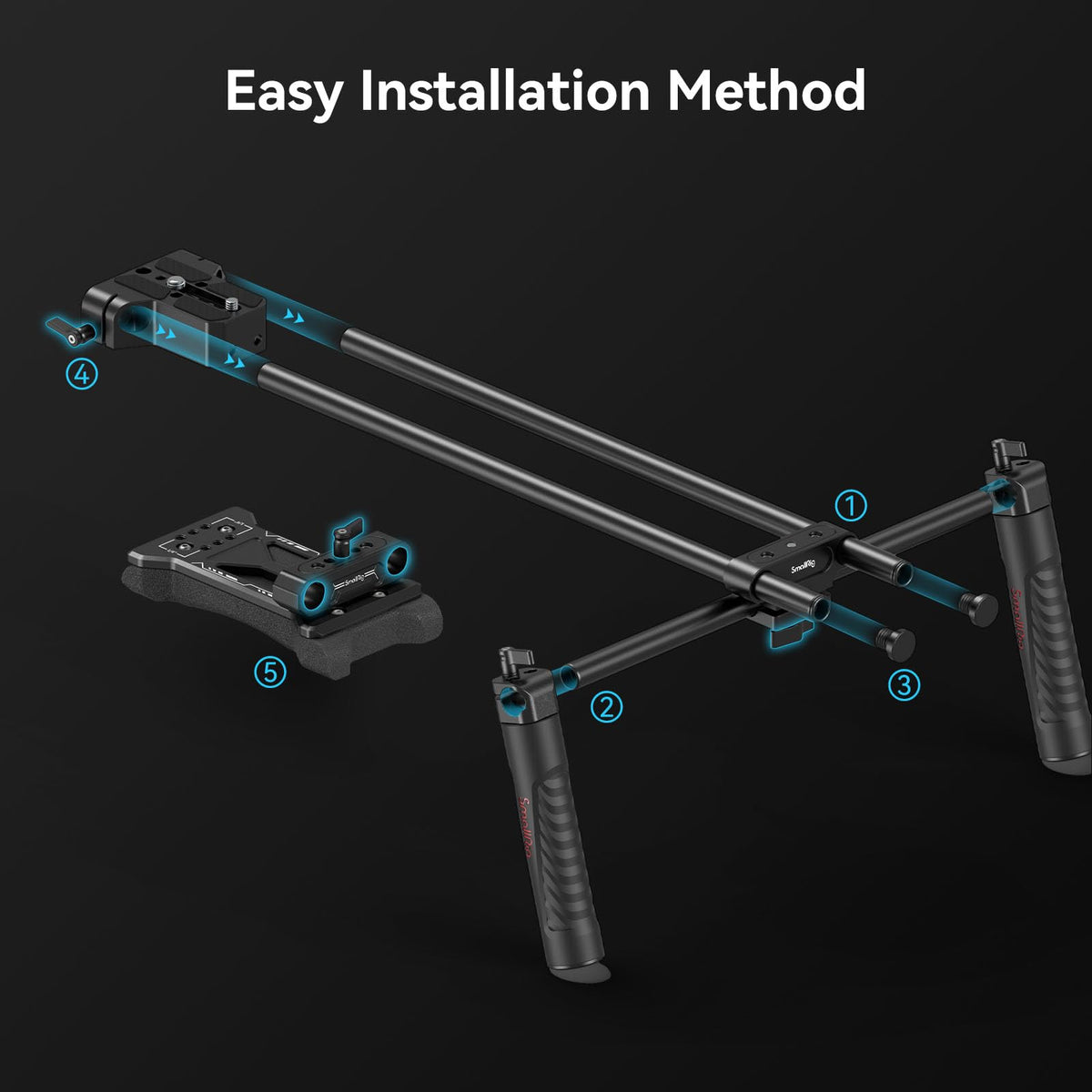 SmallRig 15mm rod clamp system enables fast configuration.