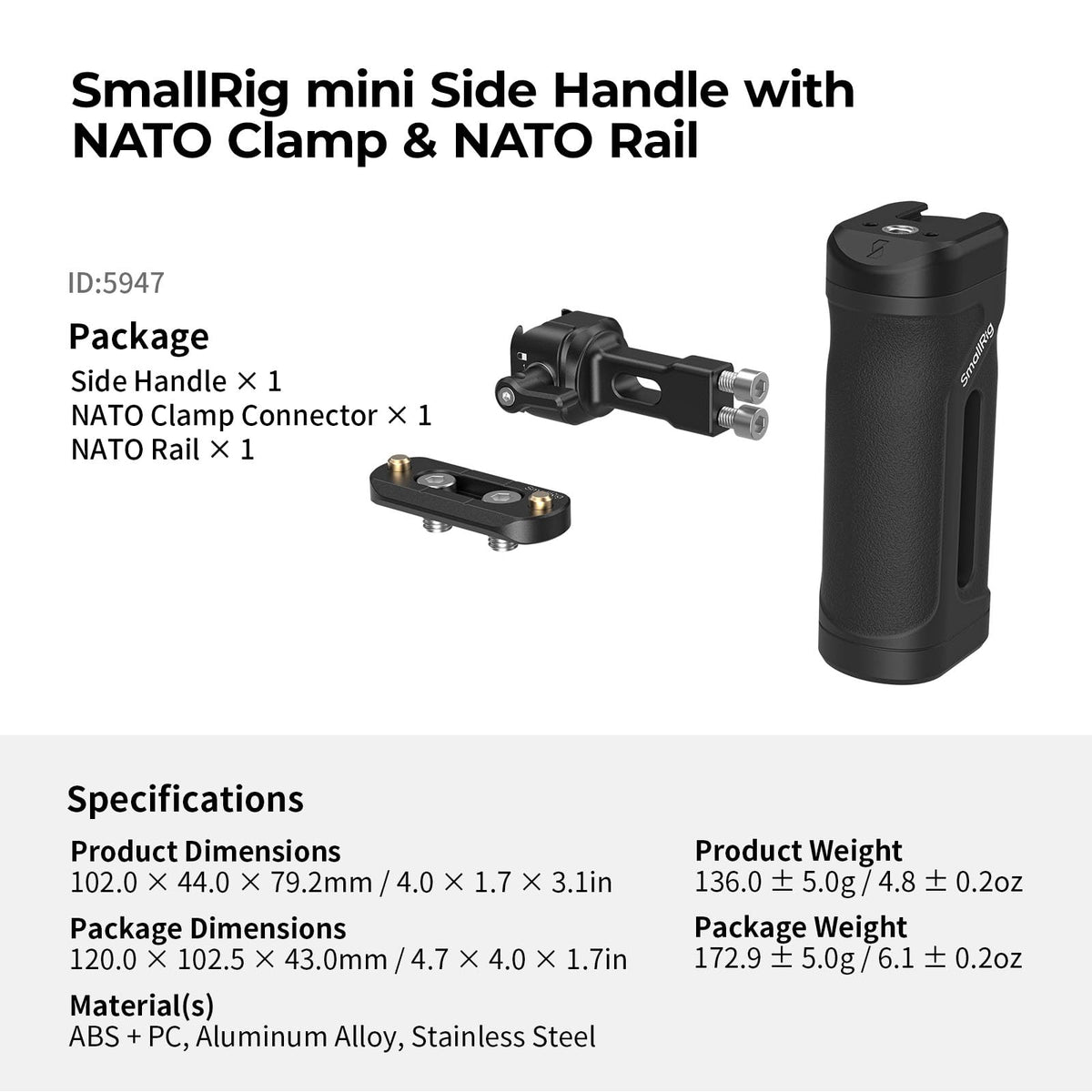 SmallRig handle scale comparison with hand showing compact size and comfortable two-handed grip