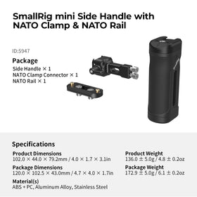 SmallRig handle scale comparison with hand showing compact size and comfortable two-handed grip