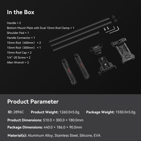 SmallRig included screws and tools help quick build and setup.