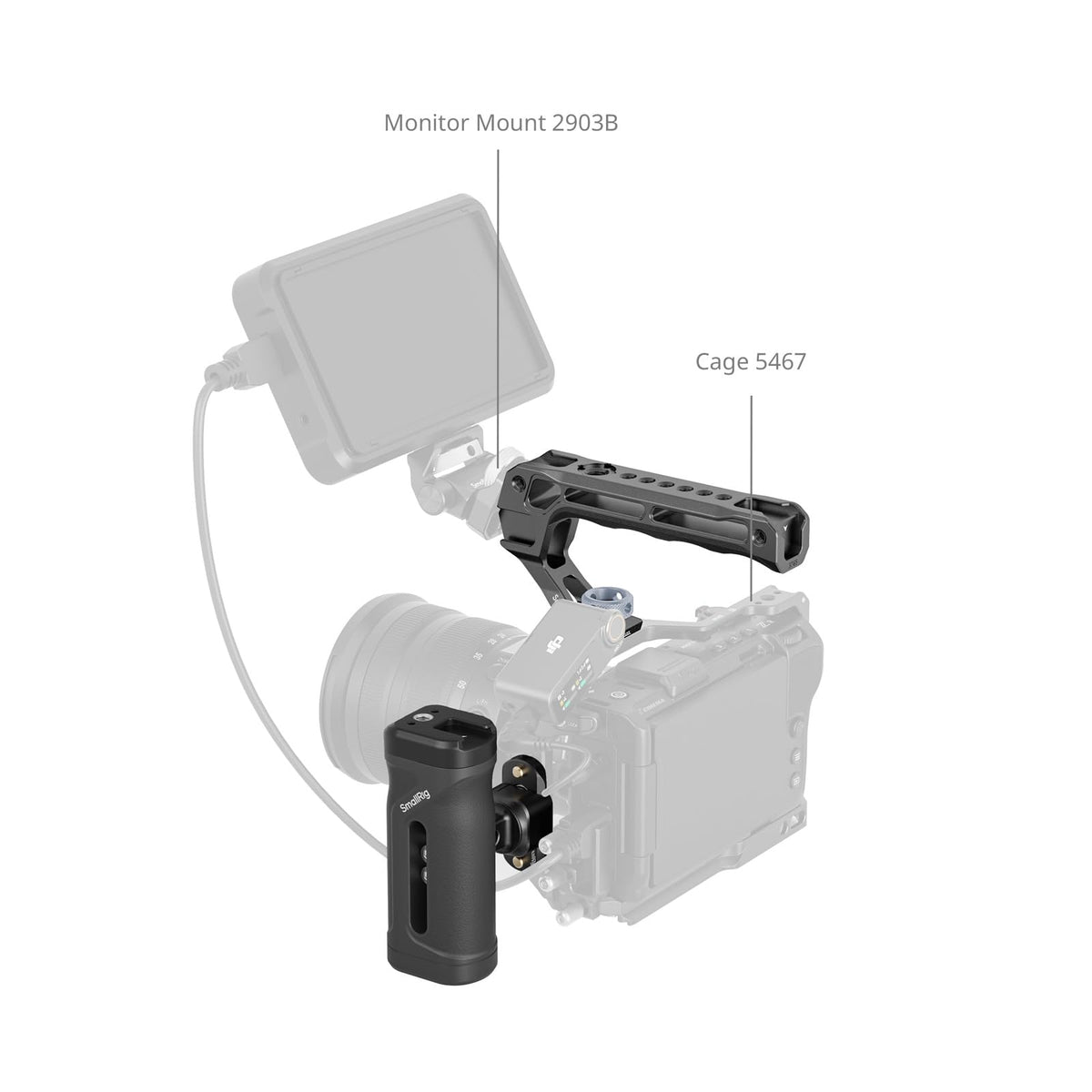 SMALLRIG lifestyle image of rig in use, demonstrates ergonomic handheld shooting