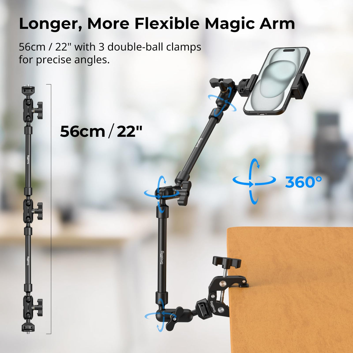 SMALLRIG crab clamp detail with rubber pads for scratch-free secure grip