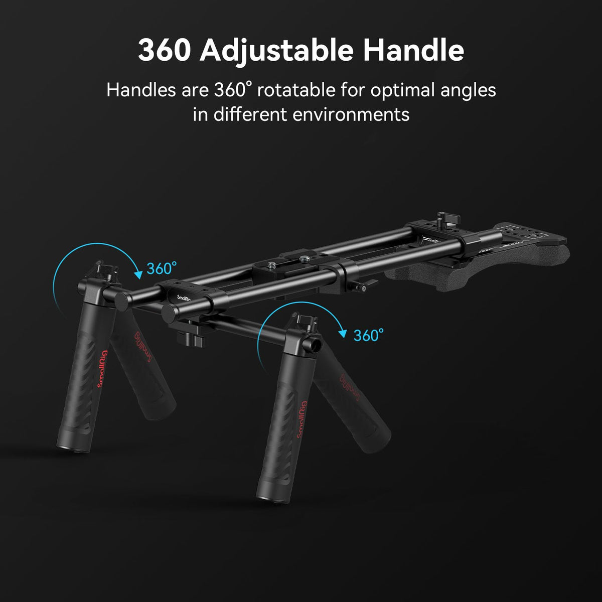 SmallRig shoulder mount kit on the shoulder for steady filming.