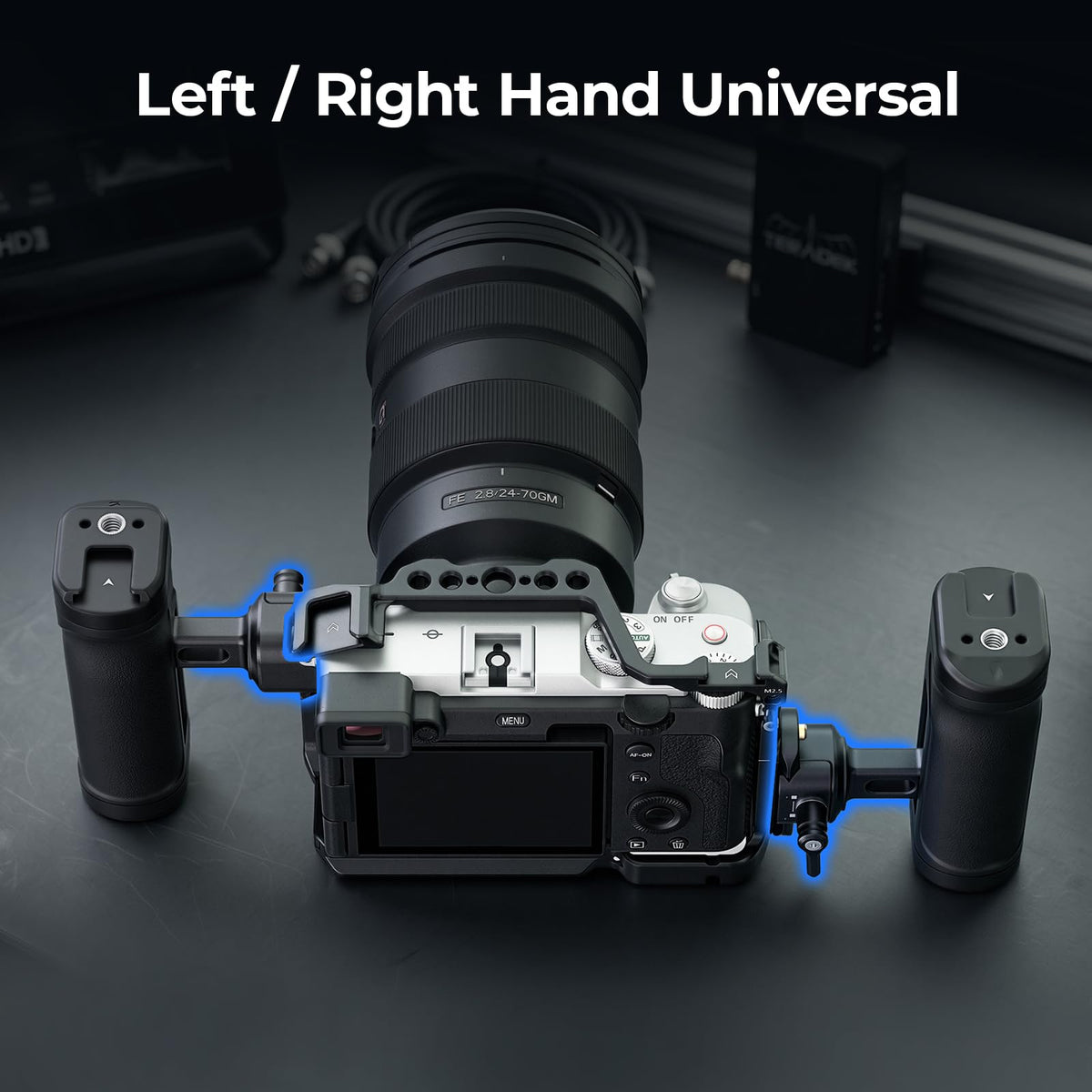 SMALLRIG close-up of side handle grip texture, increases comfort and stability