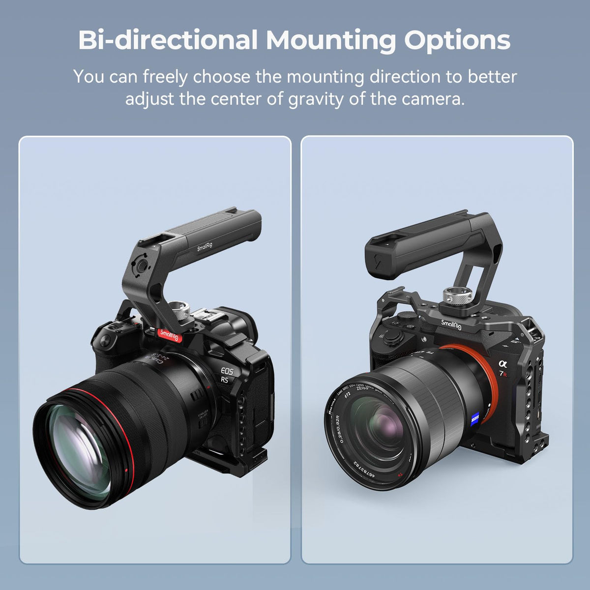 Top view of SmallRig handle compatible with ARRI 3/8-16 locating holes