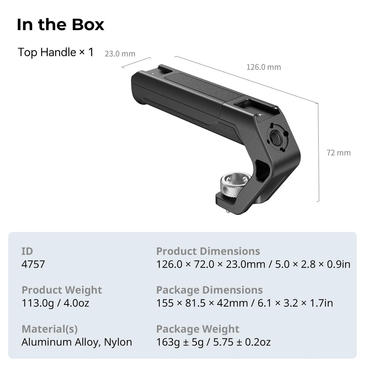 SmallRig top handle with LED light 3286B attached