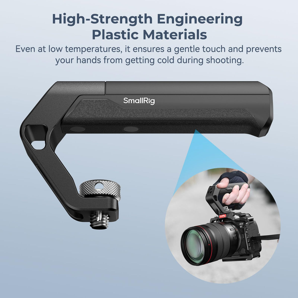 SmallRig top handle showing two cold shoe mounts for accessories