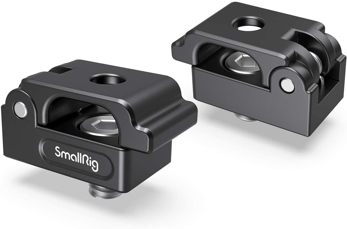 SmallRig MD2418 on a camera cage holding two cables neatly for tidy rigs.