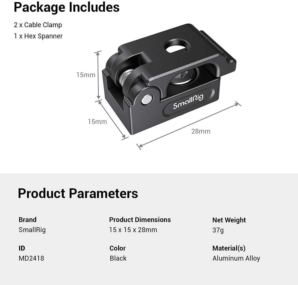 SmallRig MD2418 keeps wires tidy and protected during shoots.