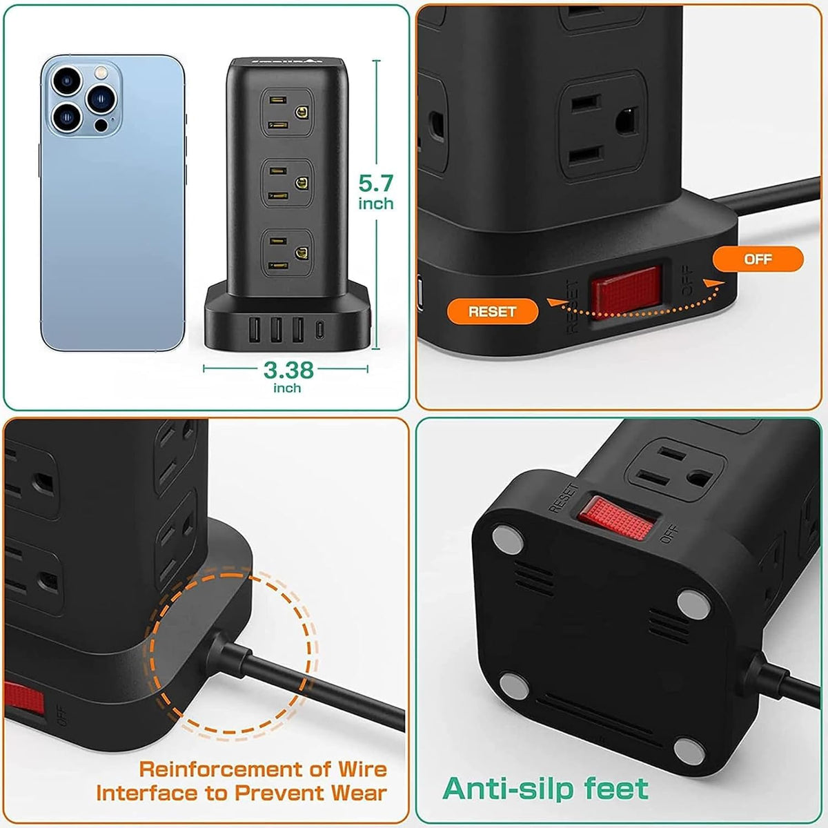 SMALLRT stable base with anti-slip mat to prevent wobbling on desks and countertops