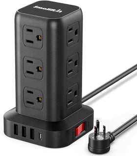 SMALLRT power tower with 12 outlets for organized home and dorm charging.