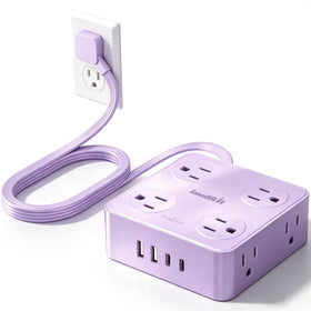 SMALLRT extension cord with 8 outlets enables simultaneous charging for multiple devices.