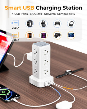 SMALLRT flat plug and 10ft cord demonstrating space-saving right-angle design