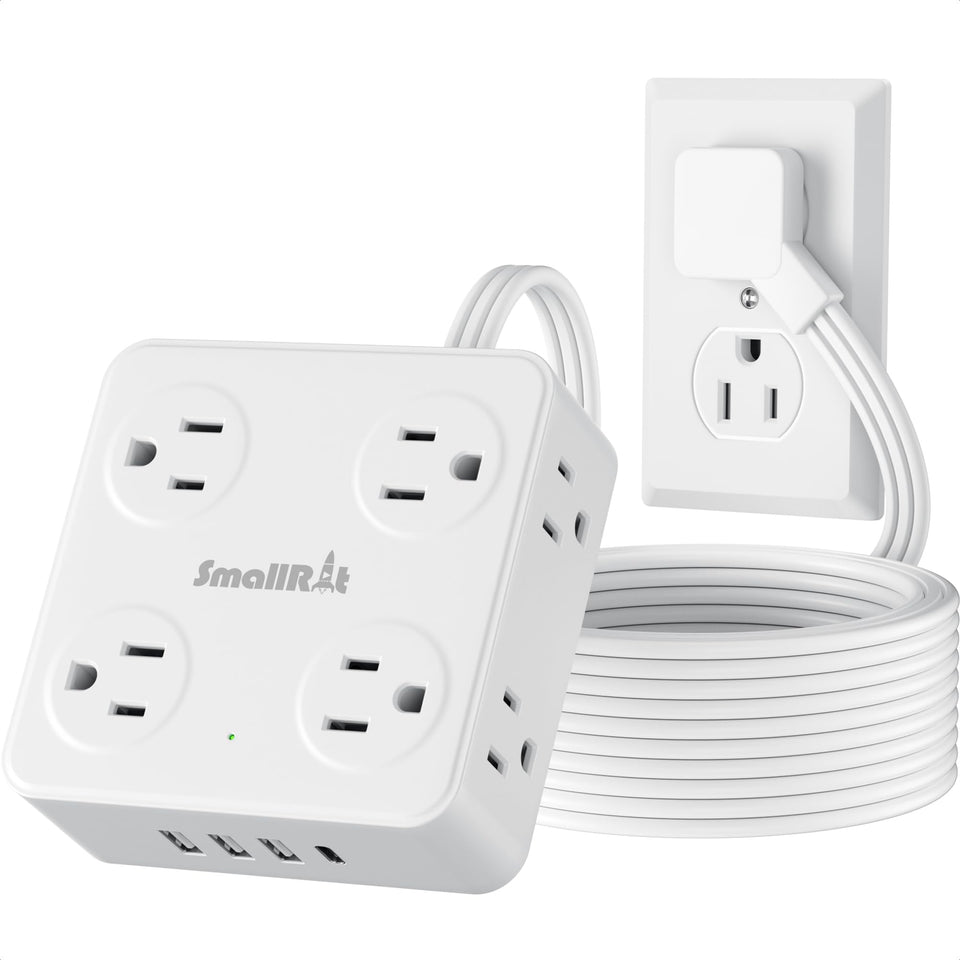 SMALLRT flat plug power strip wall-mount enables flush installation and clutter-free spaces.