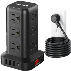SMALLRT front tower view showing many outlets and neat cable organization benefits