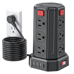 SMALLRT power tower front view showing all outlets and ports, neat charging solution