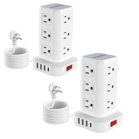 SMALLRT front view of tower showing 12 outlets and USB ports for organized charging