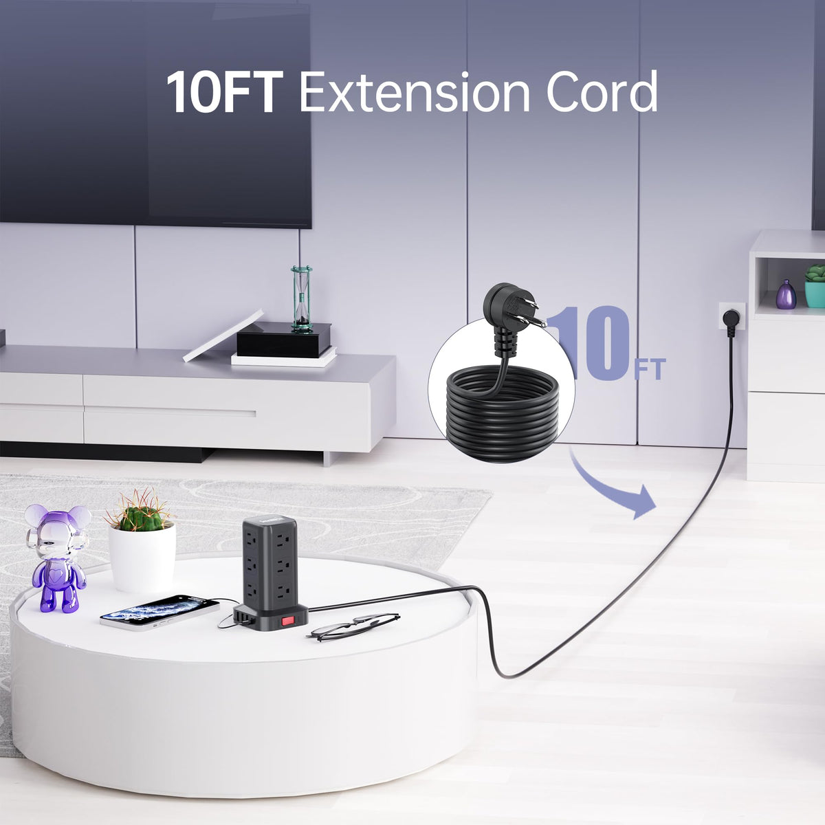 SMALLRT tower powering devices on a desk to reduce cable clutter and organize charging