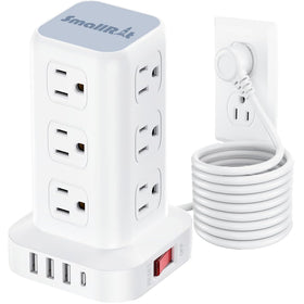 SMALLRT PD20W front view showing all outlets and tower shape for space saving