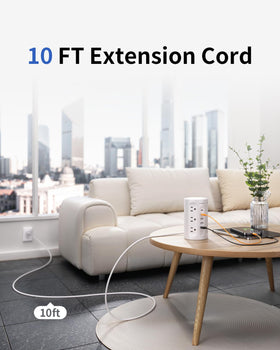 SMALLRT vertical-design power strip tower saves desk space and increases outlet accessibility.