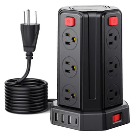 SMALLRT front view of power tower showing all outlets for easy access