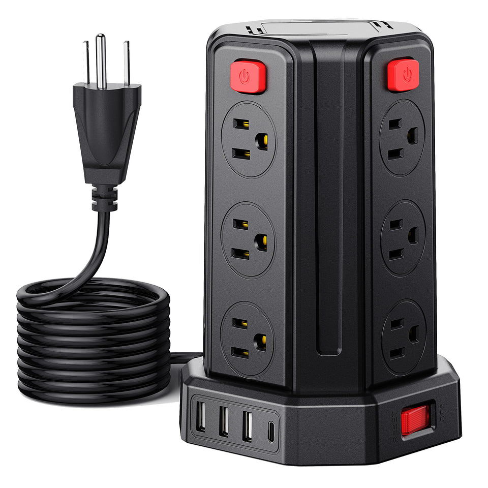 SMALLRT front view of power tower showing all outlets for easy access