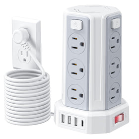 SMALLRT power tower front view showing outlets and USB ports for neat charging